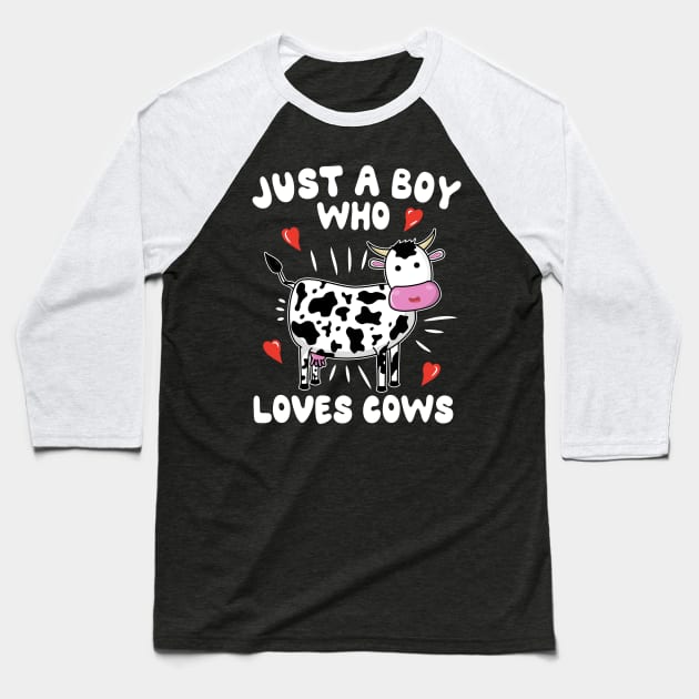 Just A Boy Who Loves Cows Baseball T-Shirt by KawaiinDoodle